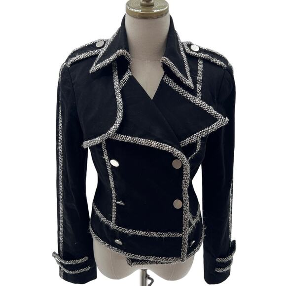 Cache Jackets & Blazers - VNTG Cache Black/White Trim Lined Moto Jacket- 8